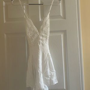 Lulus white size small, backless lace romper